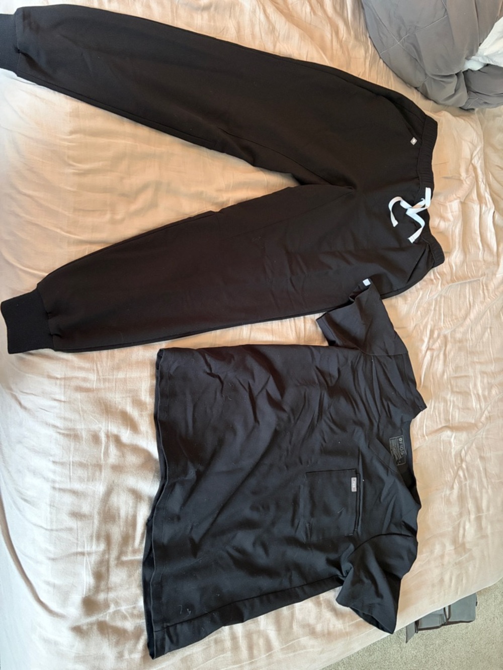 Figs Black Joggers with White Drawstring